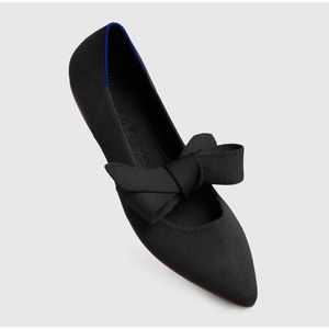 Rothy's New Mary Jane Bow Flat Black Pointy Size W8.5 NWOB